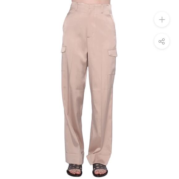 NWOT Elaine Kim Soma Cupro Cuffed Cargo Pant in Champagne Size Medium - Picture 2 of 10
